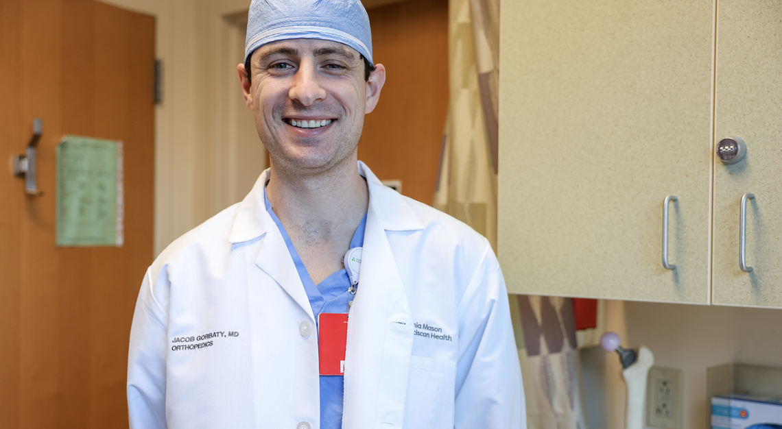 Dr. Jacob Gobaty, an orthopedic surgeon at St. Clare Hospital in Lakewood, performed the first robot-assisted reverse shoulder replacement surgery at the hospital in February 2026.