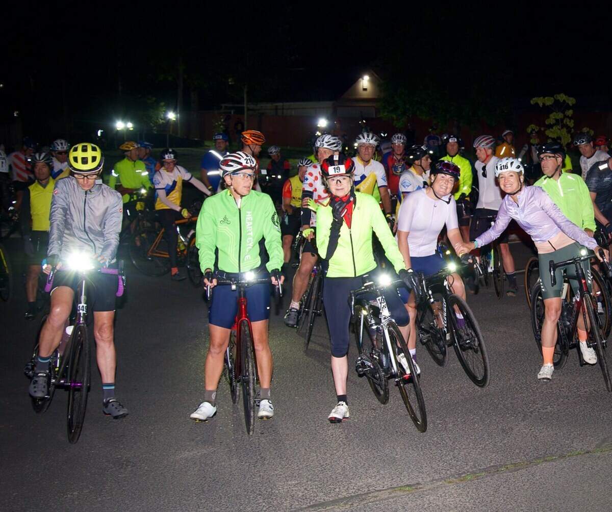 Cyclists get ready to take off in Enumclaw for the 2024 RAMROD, organized by Redmond Cycling Club.