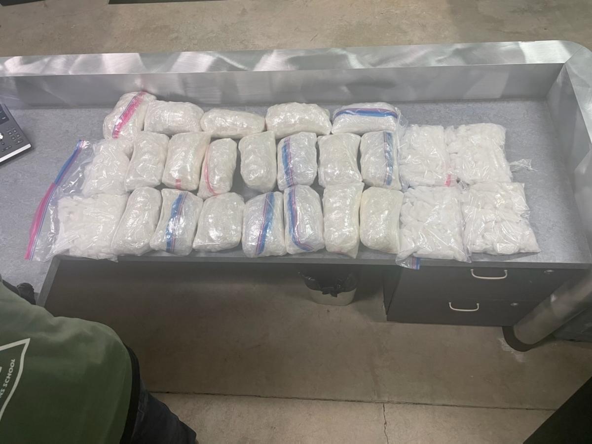 Bags of methamphetamine lie on a table in an undated photo provided by the U.S. Attorney’s Office for the Western District of Washington.