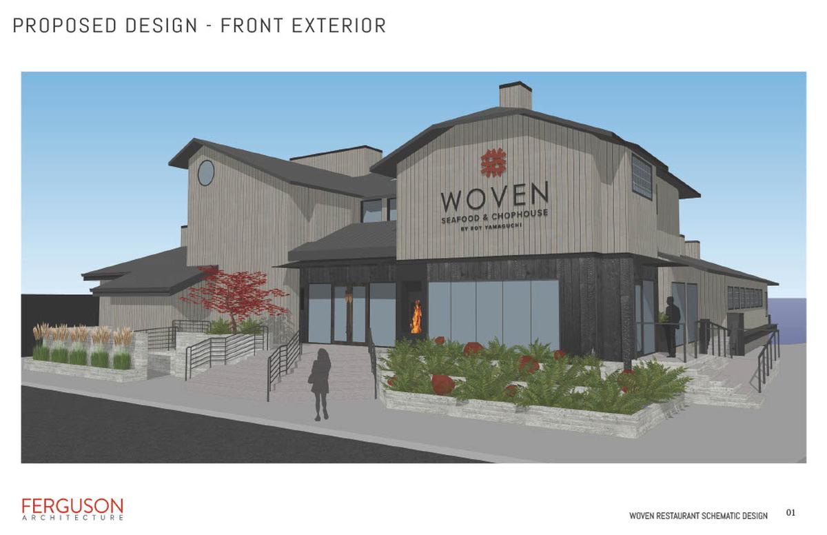 The building exterior will be freshly painted and outfitted with the restaurant logo, which symbolizes the weaving of cultures and cuisines.