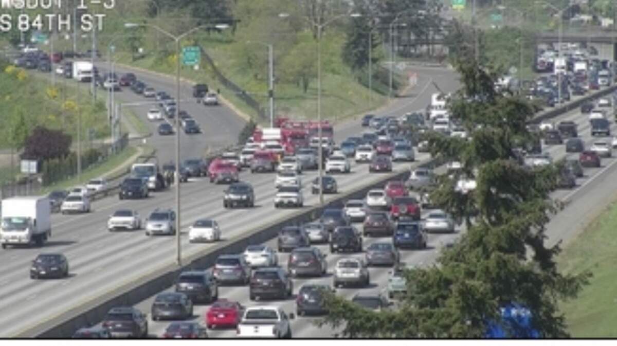 A crash on Interstate 5 in Tacoma is blocking some traffic on April 26, 2025 near 85th Street, according to the Washington State Department of Transportation.