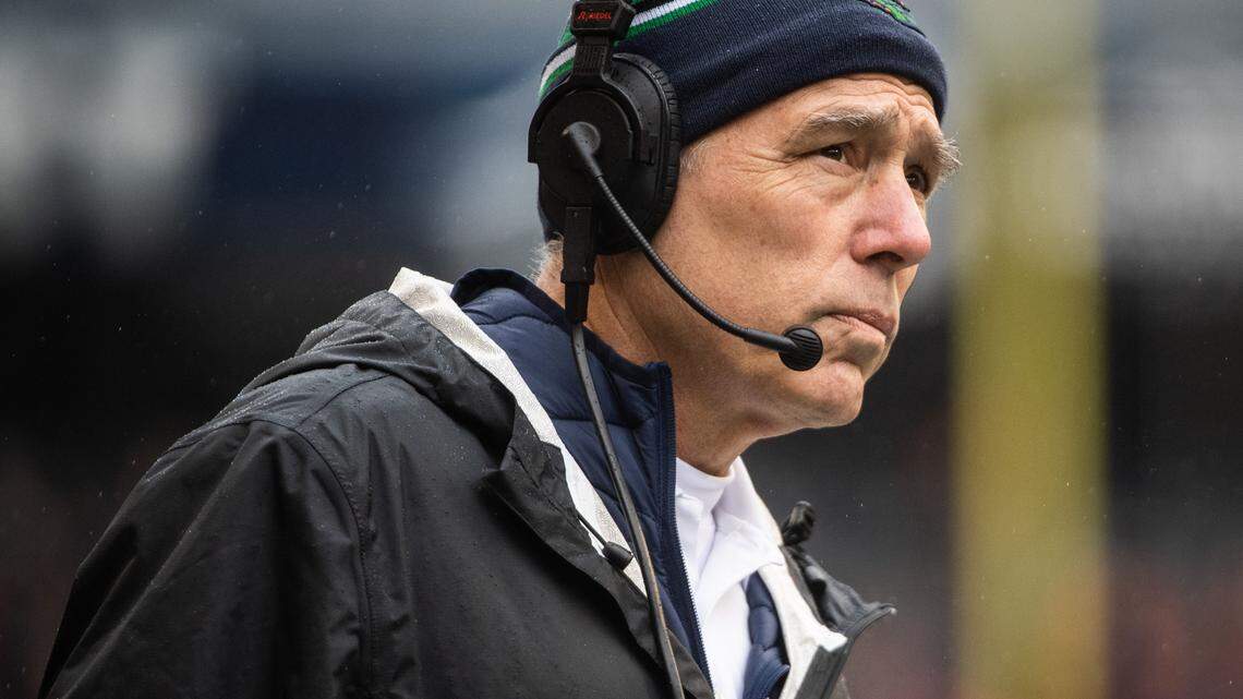 Former Seahawks quarterback and NFL coach Jim Zorn is shown here in February 2020 coaching the Seattle Dragons XFL team.