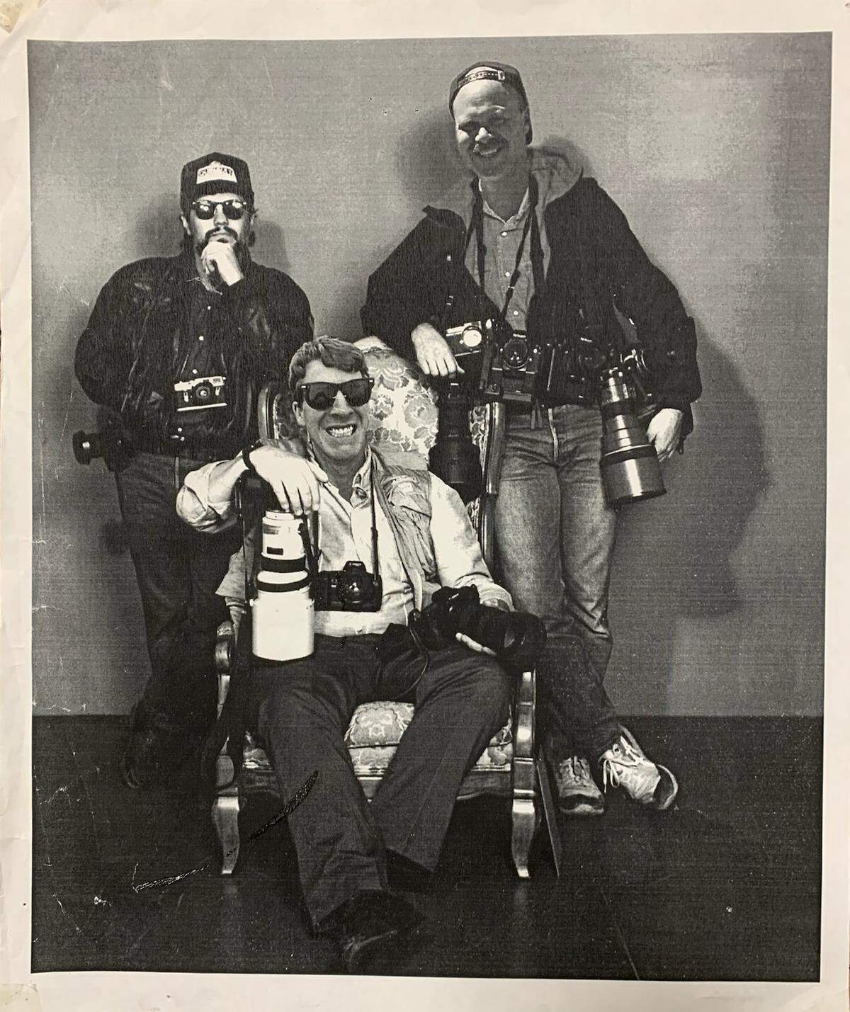 Photojournalists Steve Bloom, Craig Sailor and Tony Overman (left to right) at The Olympian in the late 1990s.