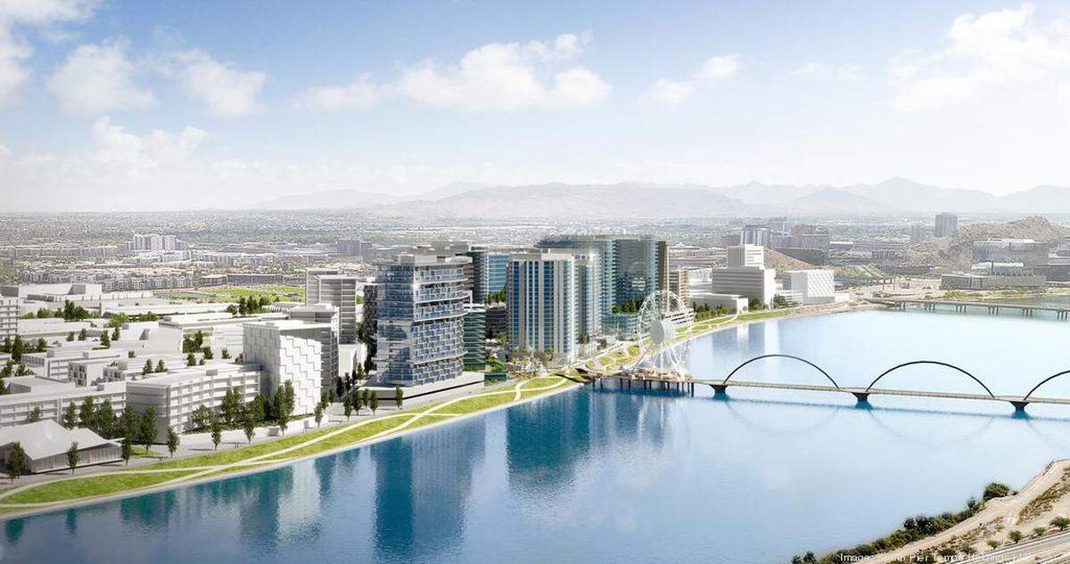 Rendering shows the planned $1.8 billion South Pier at Tempe Town Lake project.