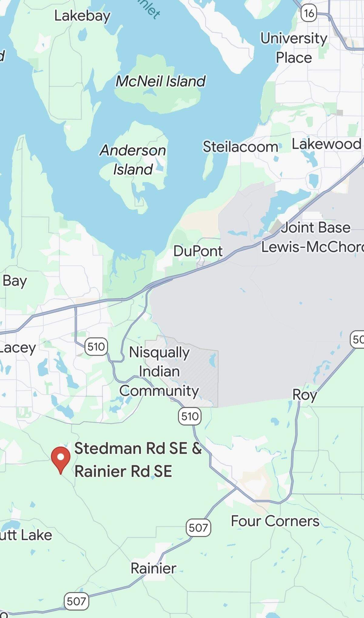 Thurston County emergency responders were dispatched to Rainier Road near Stedman Road in Thurston County Monday night after an Apache helicopter flying of out of Joint Base Lewis McChord crashed.