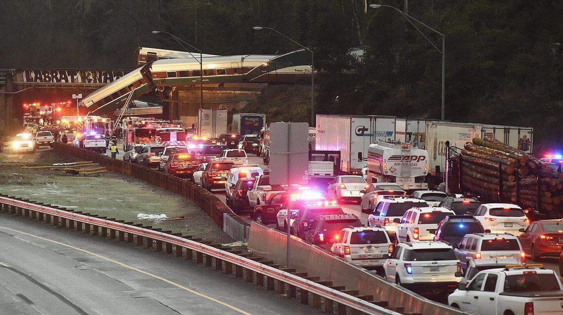 Military officials pointed to the December 2017 Amtrak derailment in DuPont as proof there is no convenient alternative to Interstate 5 for soldiers trying to reach Joint Base Lewis-McChord during a major flood or crash. For three days, commuters and soldiers were stuck. Those commuting to work or the base from points south had two hours-long options to head north: drive around the Olympia and Kitsap peninsulas or head through Yelm.
