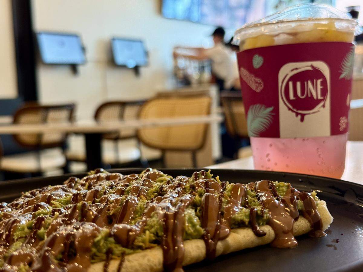 Lune Cafe opened at 1916 Pacific Ave. in downtown Tacoma with coffee, fruit drinks, smoothies and desserts, including Dubai chocolate-inspired treats like this crêpe.