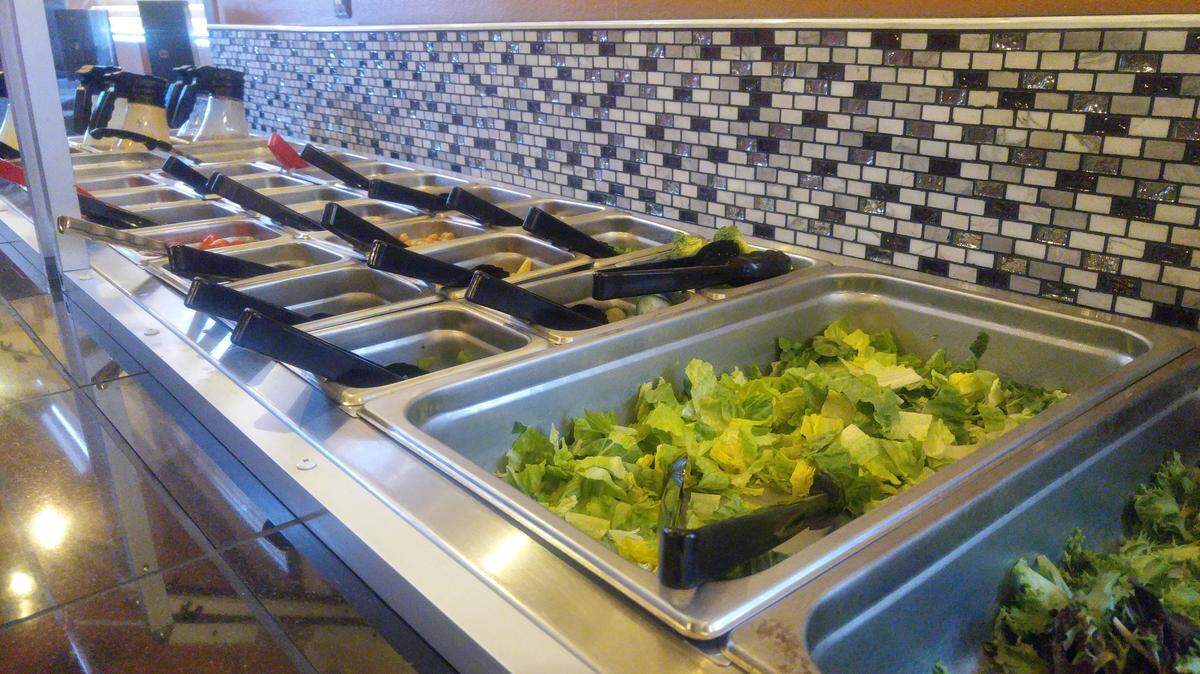 The salad bar at Napoli Italiano stocks more than two dozen ingredients and five dressings.