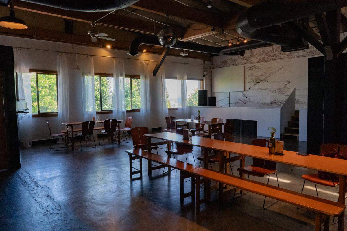 The Poet can fit up to 200 people, and up to 60 people with tables and chairs set up.