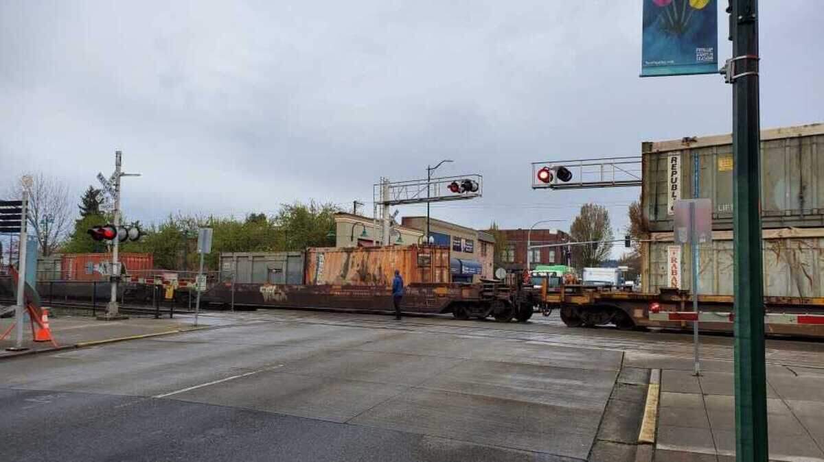 A man was killed after he was struck by a freight train at Meridian and Third in Puyallup Thursday morning.