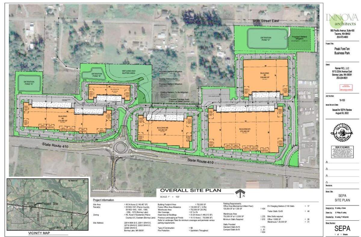 The 50-acre business park is estimated to cost $115 million, a Bonney Lake city official said.