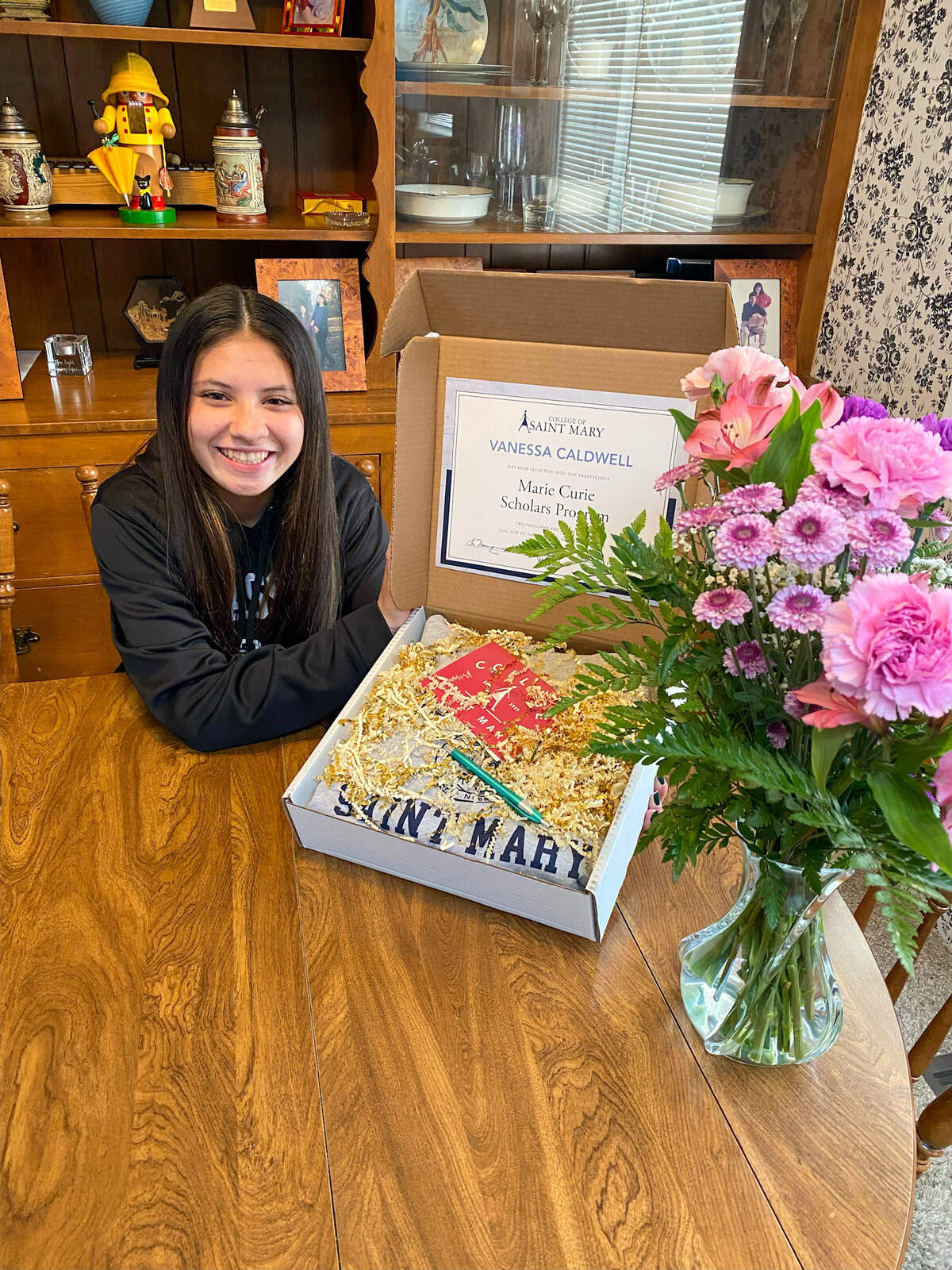 Vanessa Caldwell is a Puyallup High School senior about to earn her high school diploma in June. She is the only PHS student to receive an $80,000 Marie Curie scholarship so far.