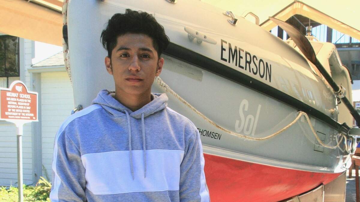 Jairo Urbina, a 2020 graduate of Gig Harbor High and Student of Distinction, during a visit to the Gig Harbor Harbor History Museum.