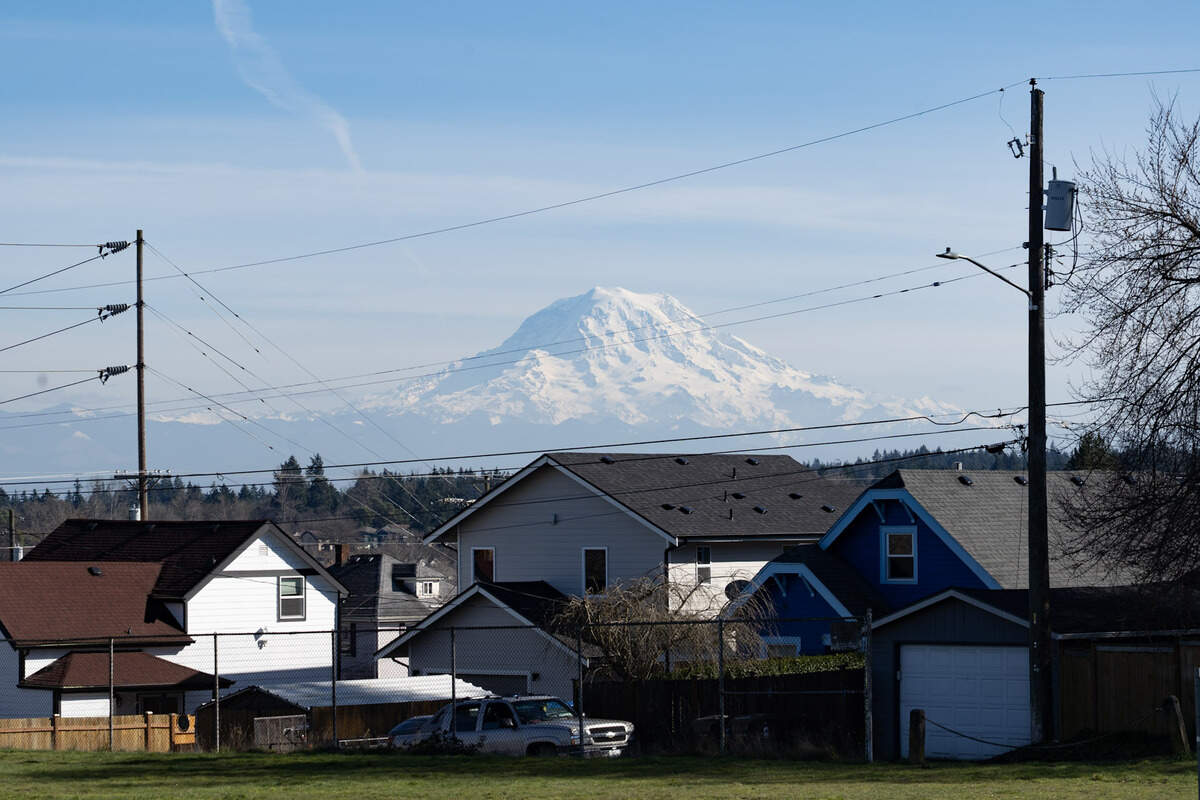 An empty field in Eastside Tacoma is a nice, quiet spot to stop and stare at Mount Rainier.