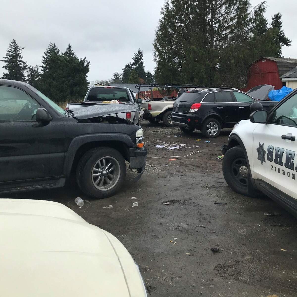 Pierce County Sheriff’s Department deputies arrested two men Wednesday at a vacant lot in the 11500 block of Ainsworth Avenue South in Parkland where six stolen vehicles were found. The men were arrested for investigation of possession of a stolen vehicle.
