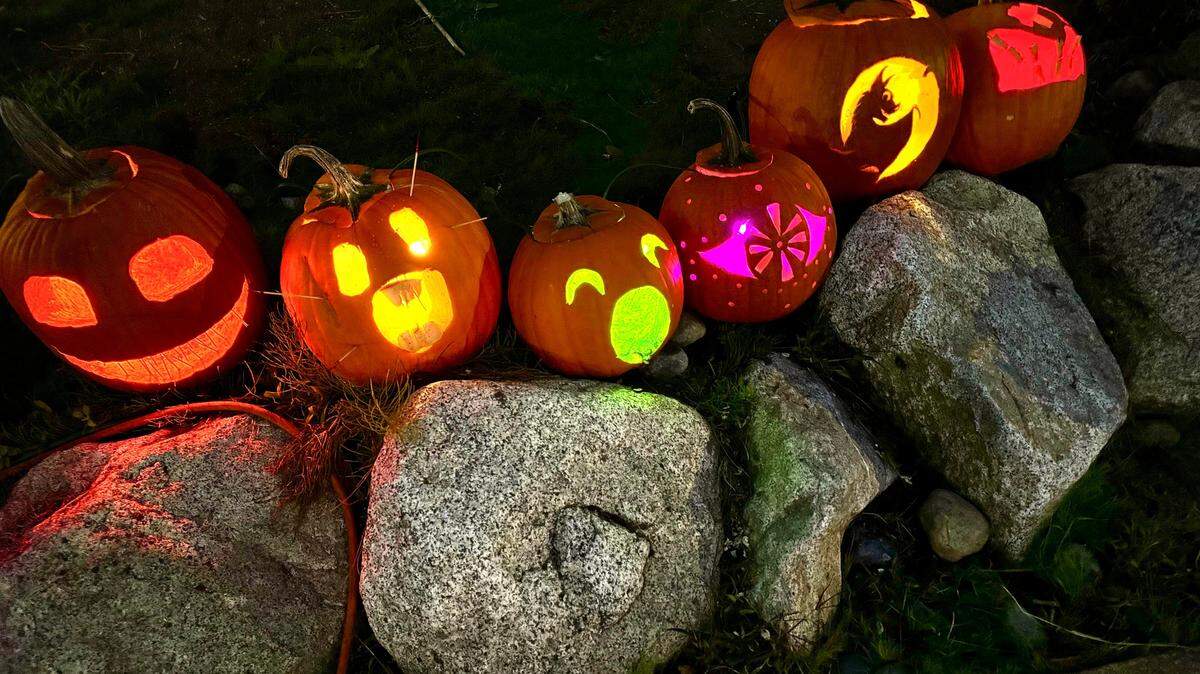 A ghastly line-up of jack-o’-lanterns.