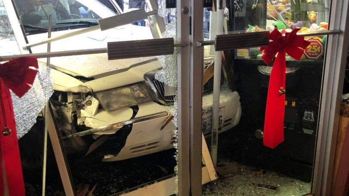 A car crashed into the front of Cattin’s Restaurant in downtown Puyallup Sunday (Dec. 9, 2018).