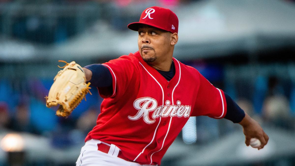 Rainiers’ Justus Sheffield pitches in the first inning. The Tacoma Rainers played the Albuquerque Isotopes in a baseball game at Cheney Stadium in Tacoma, Wash., on Friday, April 12, 2019.