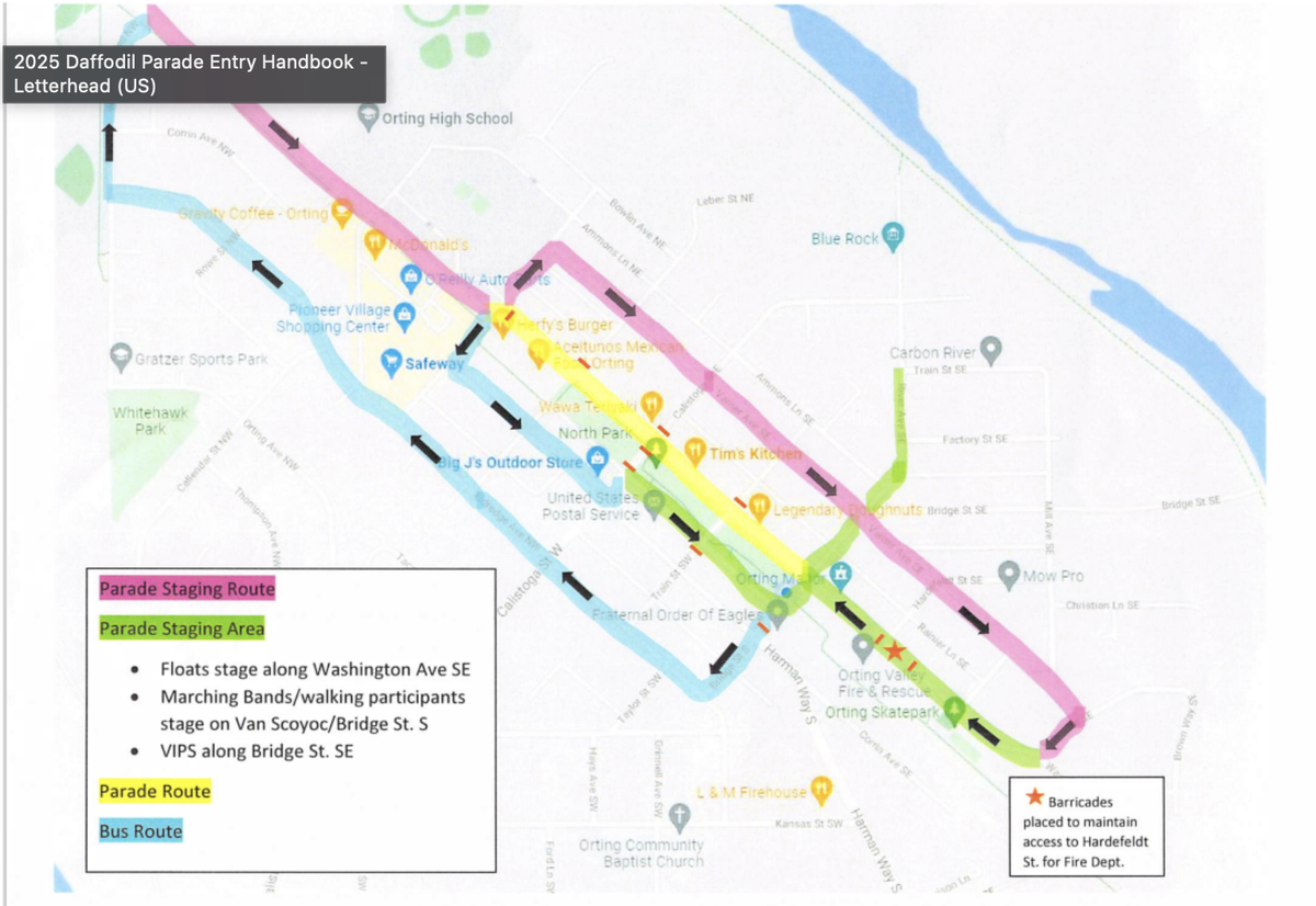 2025 Orting Daffodil Parade route