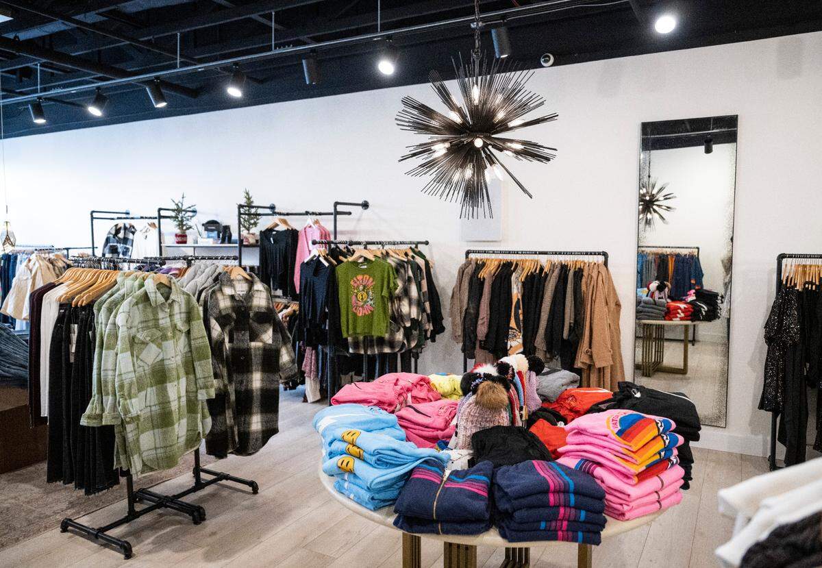 A view of the inside of R Storie, a new women’s clothing boutique, on Nov. 30, 2022. R Storie owner Rachel Peirce opened her shop in October 2022 in Gig Harbor after working for Nordstrom for over 20 years.