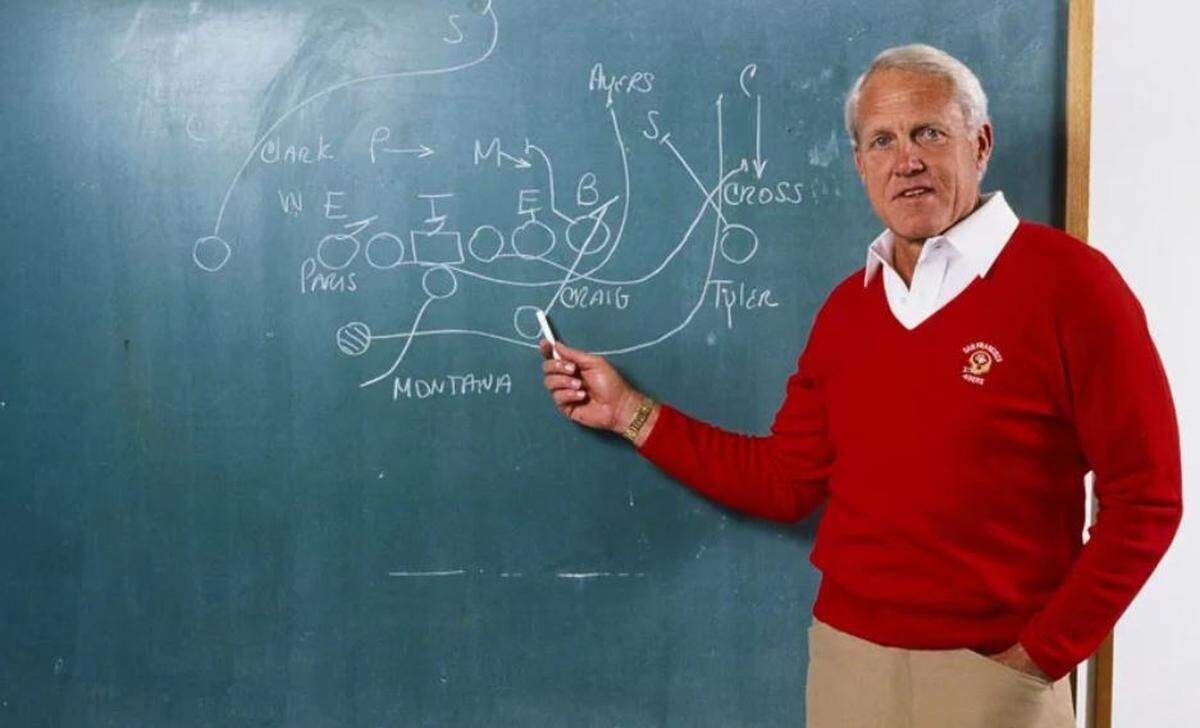 Legendary coach Bill Walsh, the father of the West Coast offense, in 1984 when he was just getting the San Francisco 49ers dynasty rolling with revolutionary schemes. Shane Waldron’s new Seahawks offense has many similarities to Walsh’s original West Coast offense, with some noticeable differences.