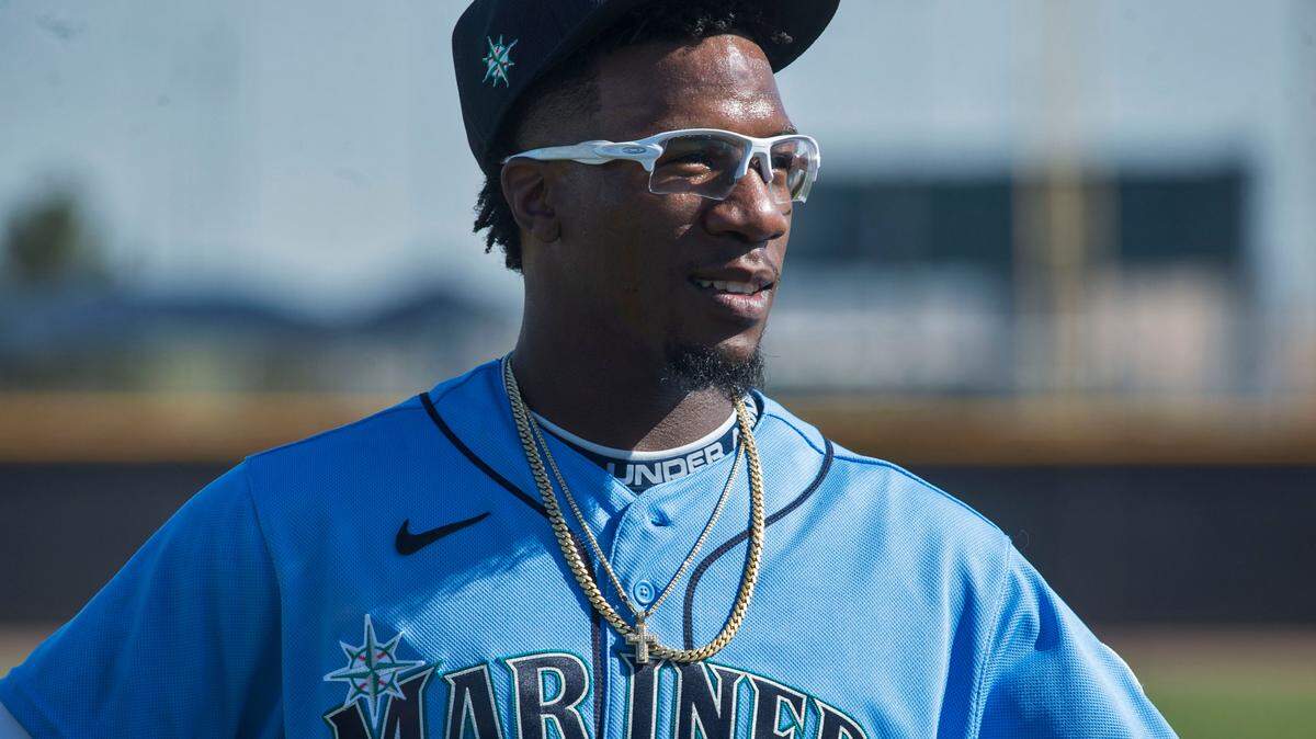 Seattle Mariners second baseman Shed Long is shown at spring training on Wednesday, Feb. 19, 2020 in Peoria, Ariz.