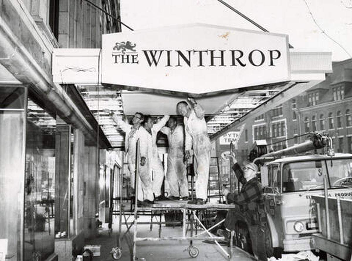 A new marquee at the Winthrop Hotel on Feb. 22, 1963.