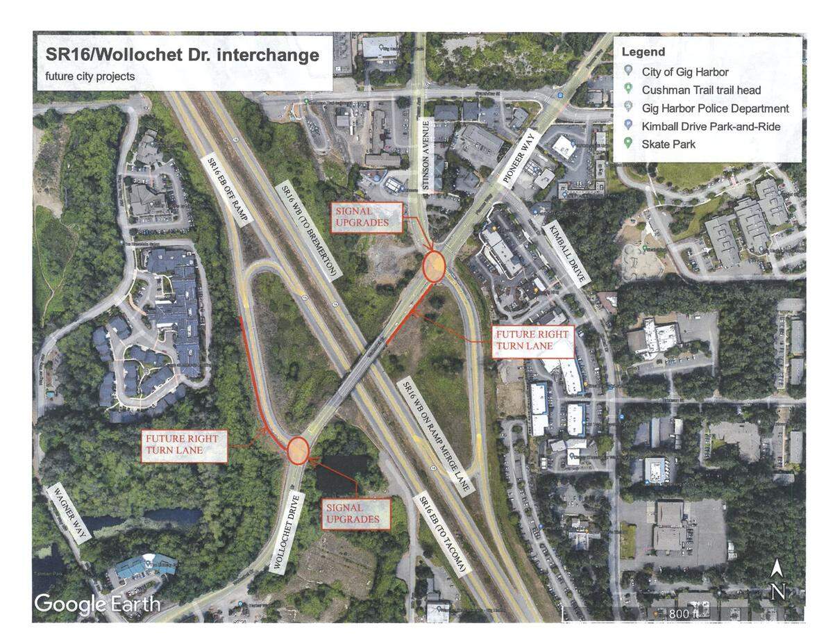 The city of Gig Harbor will receive about $1.7 million in state funding to add two right turn lanes on state Route 16. Both locations were identified as problem areas. Once work is completed it will allow better traffic flow.&nbsp;