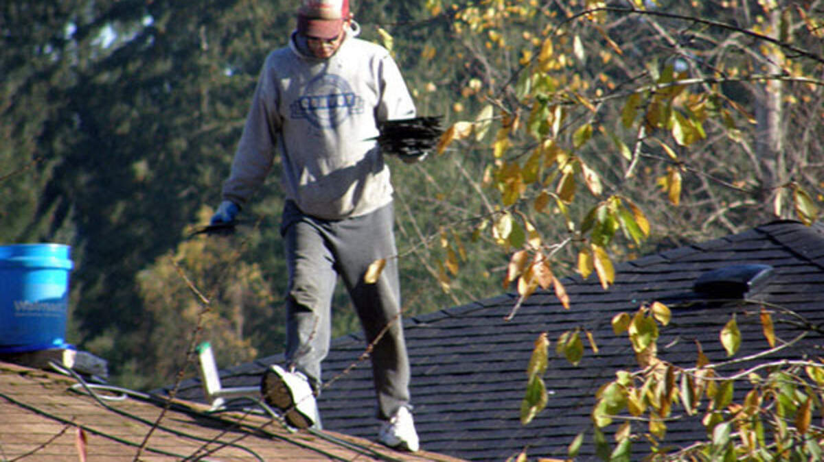 Patrick Dean Farthing works on a rooftop in November 2018.