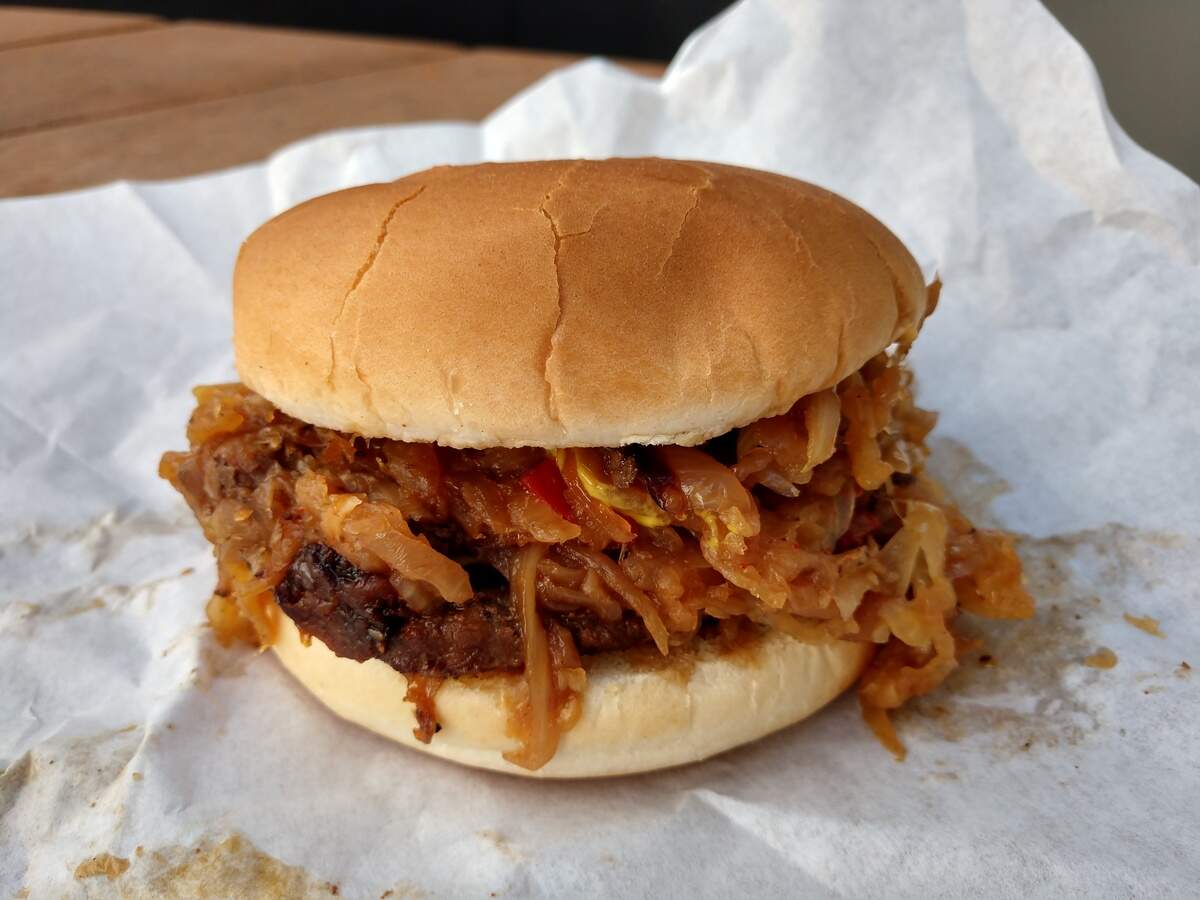 The fair burger from Hamburger Myers at the Washington State Fair.