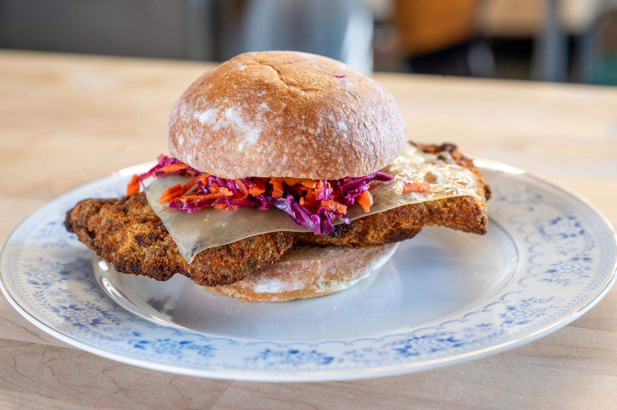 The oven-roasted chicken schnitzel with a slice of gruyere was a popular pick in the first week at Not Bad.