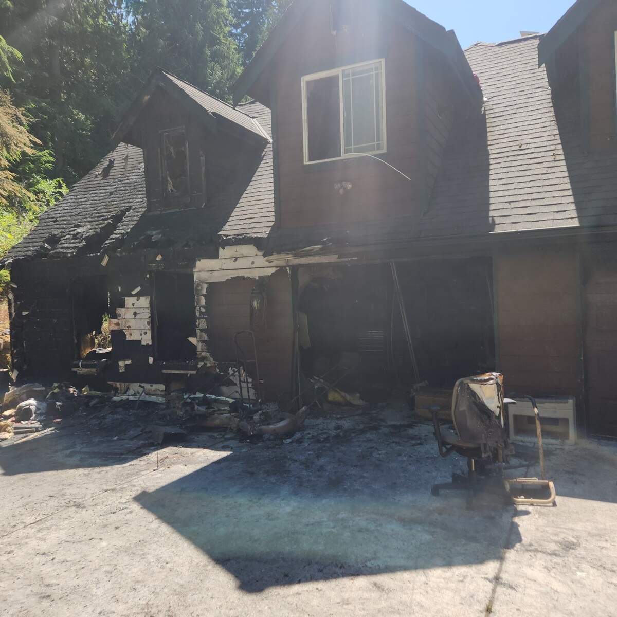 The damage in one of the bedrooms of Jaime Jones’s house on July 5, after the fire.