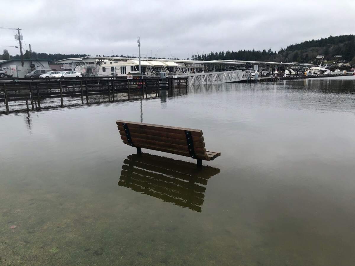 The Gig Harbor Police Department posted photos to Twitter that showed water covering Skansie Brothers Park at high tide Jan. 7, 2022.