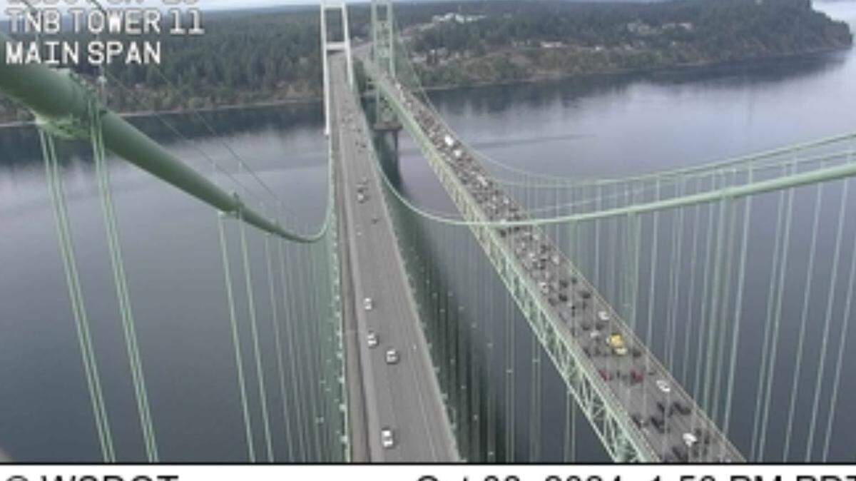 The Tacoma Narrows Bridge is shown on Oct. 8.