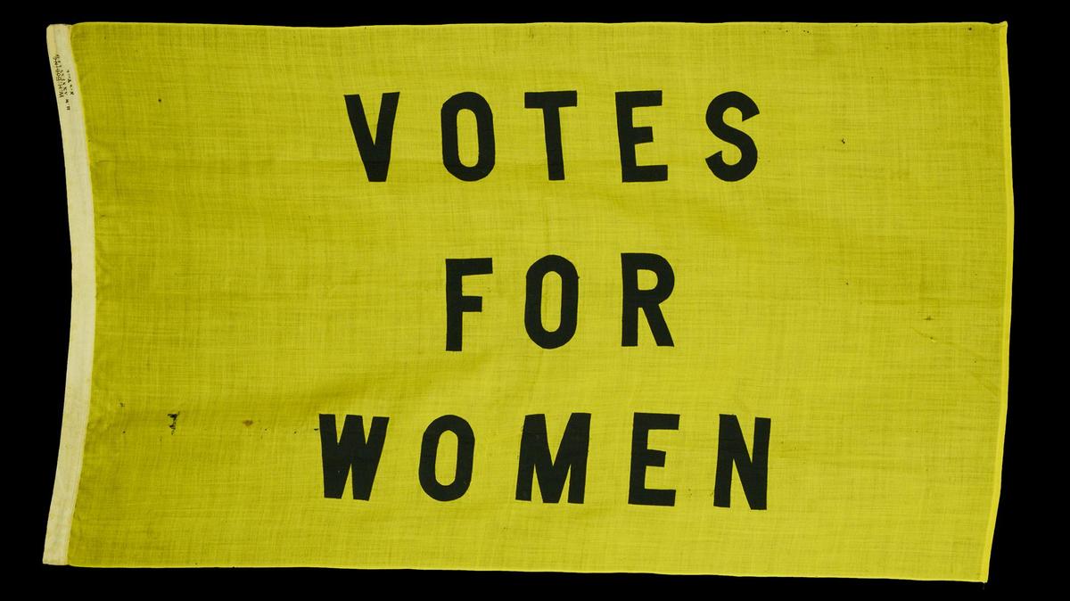 Suffrage banner made by H.W. Anness & Co. in New York, circa 1900-1915.