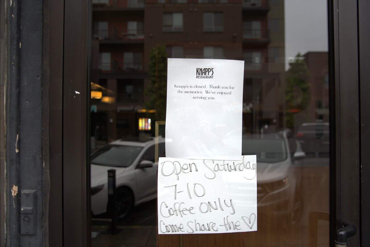 Knapp’s announced it had closed via a sign posted on the front door.