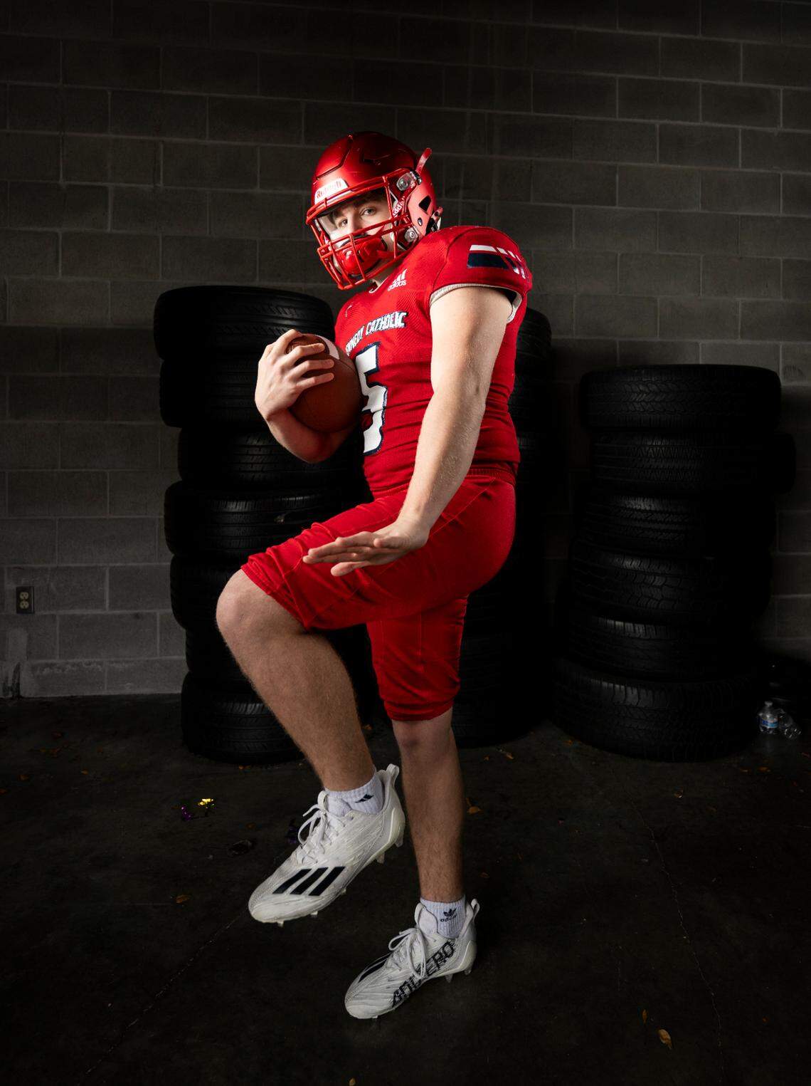The News Tribune 2024 All-Area first-team all-purpose selection Indiana Jones, Kennedy Catholic, poses for a portrait at Mount Tahoma High School, on Sunday, Dec. 8, 2024, in Tacoma.