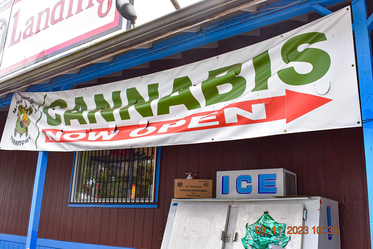 The exterior of Medicine Creek Territory pot shop in Nisqually area.
