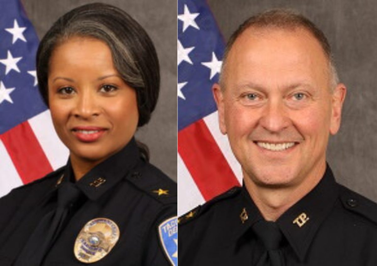 Tacoma Police Department Assistant Chief Crystal Young-Haskins (left) and former Deputy Chief Paul Junger.