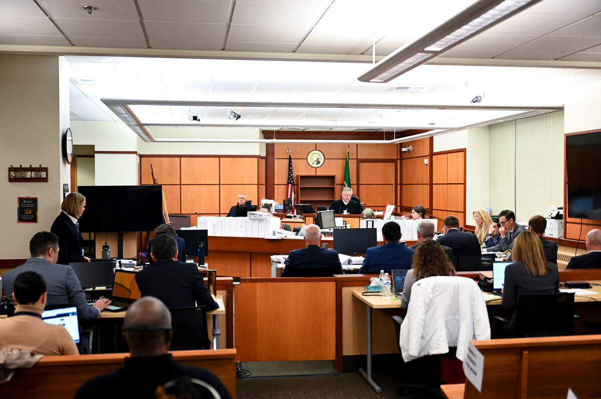 John J. Ryan, a police use-of-force expert, sits on the stand during the trial of three Tacoma Police officers in the killing of Manny Ellis at Pierce County Superior Court, Monday, Nov. 6, 2023, in Tacoma, Wash.Tacoma Police Officers Christopher Burbank, Matthew Collins and Timothy Rankine stand trial for charges related to the March 2020 killing of Manny Ellis. (Brian Hayes / Pool Photo – The News Tribune)