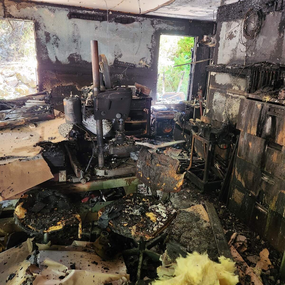The damage in one of the bedrooms of Jaime Jones’s house on July 5, after the fire.