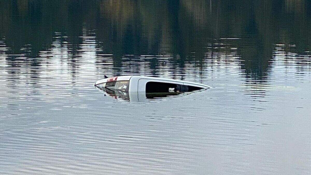 On Oct. 8 someone drove a stolen truck into Bay Lake on Key Peninsula. A fisherman noticed the car and garbage floating from it.