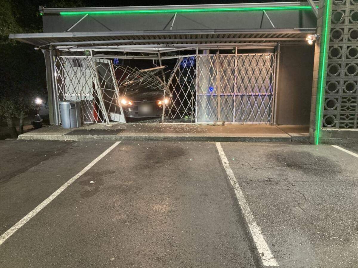 A Kia Forte rammed into a cannabis store early the morning of Aug. 4, 2023, in Puyallup.