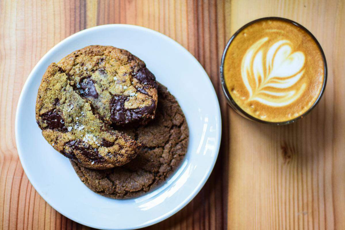 A trio of cookies on Friday, Oct. 4 included a house chocolate chip and an espresso-ginger. Bluebeard Coffee will anchor the coffee program.