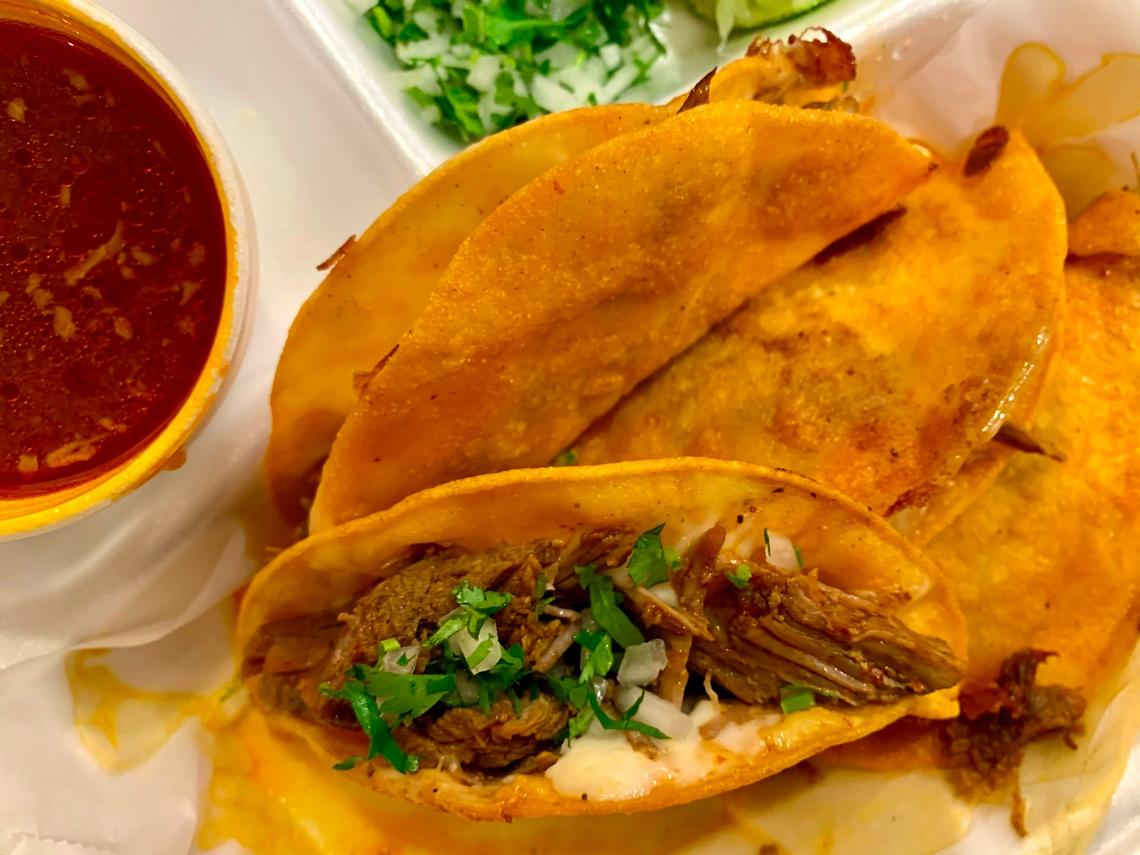 Birria tacos from Taqueria la Michoacana.