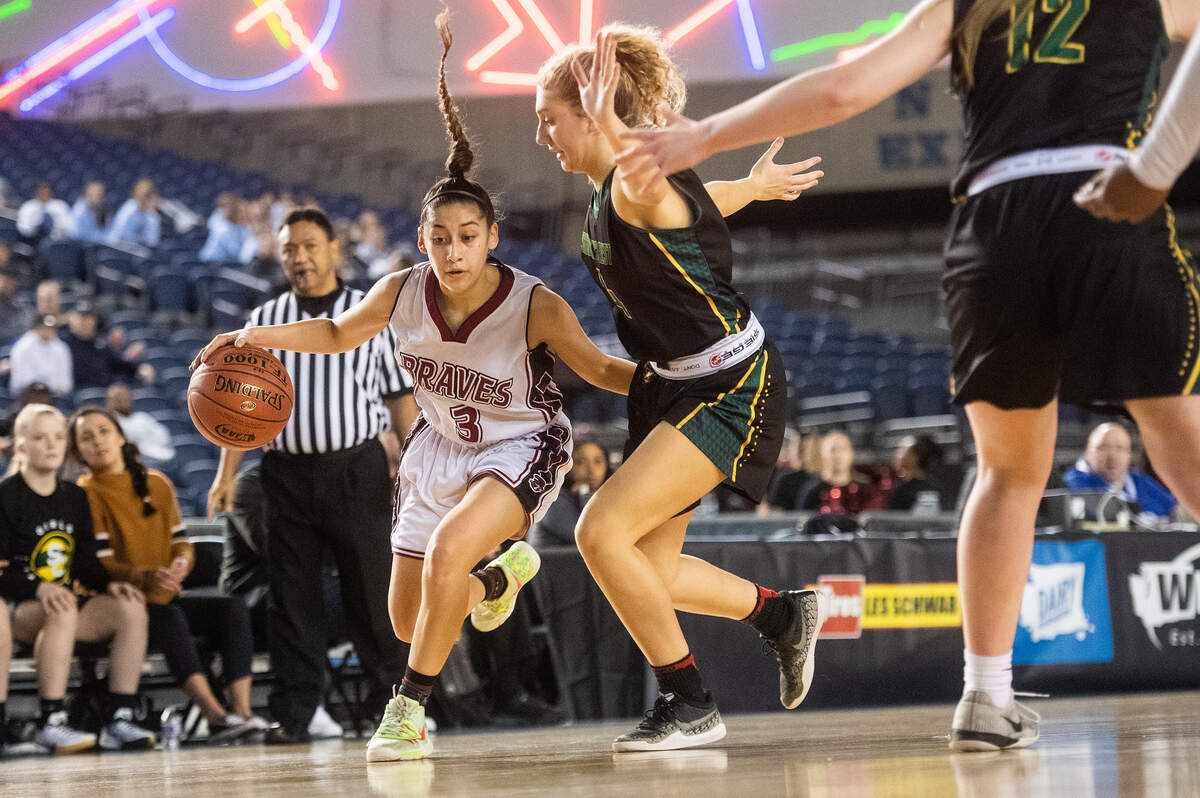 Bethel’s Esmeralda Morales drives to the lane during the second quarter. Bethel played Shorecrest in a basketball game at Hardwood Classic at the Tacoma Dome in Tacoma, Wash., on Friday, March 6, 2020.