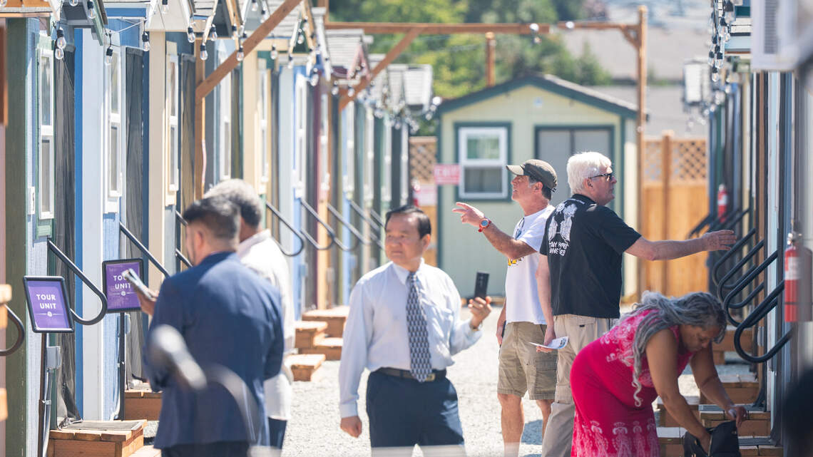 A new 60-unit tiny home village for the homeless opens in Tacoma