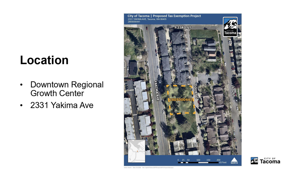 A slide from the June 23 City Council meeting shows the location of the proposed owner-occupied units that qualified for a 12-year MFTE.