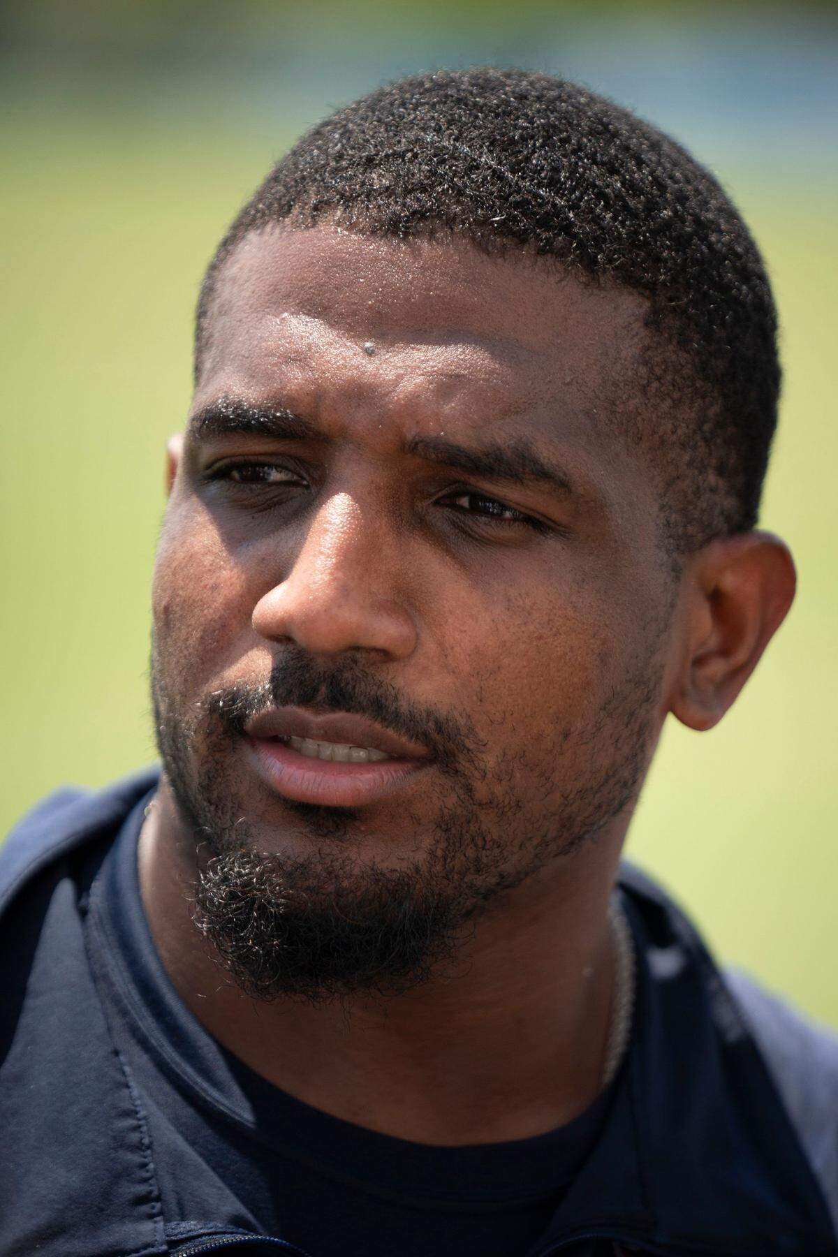 Tennessee Titans safety Quandre Diggs (26) fields questions after practice at Ascension Saint Thomas Sports Park in Nashville, Tenn., Thursday, Aug. 15, 2024. This is the second day of the Titans joint practice with the Seattle Seahawks.