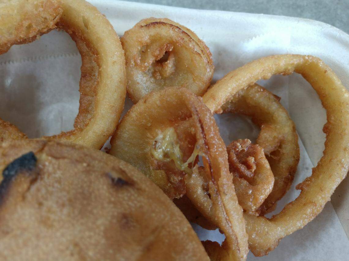 Beer battered onion rings from Build-A-Burger in Tacoma.